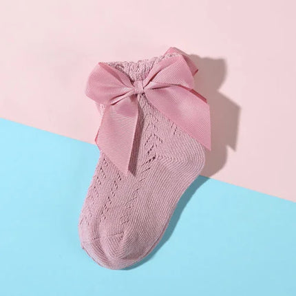 Lawadka Summer Mesh Newborn Baby Girls Socks Fashion Bow Thin Socks for Girls Infant Clothes Accessories White Red Color 0-5Year