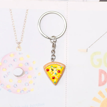Unisex 6-piece Keychain Cute Pizza Alloy Pendant Can Be Used For Backpack Car Key Accessories Key Chain Jewelry Gifts