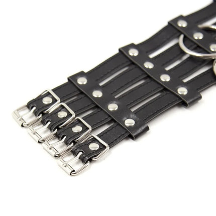 BDSM Black Bondage Collar Neck Sleeve Adjustable Leather Necklace Tow Rope Dog Slave Gay Leash Harness Adult Toy Erotic
