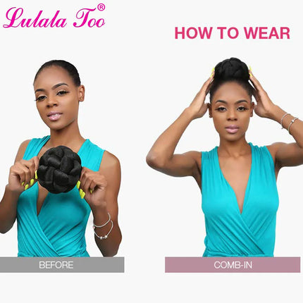 Synthetic Fake Hair Bun And Bang Set Heat Resistant Braide Chignon HairPiece Ponytail Wig For Women Clip in Hair Extension