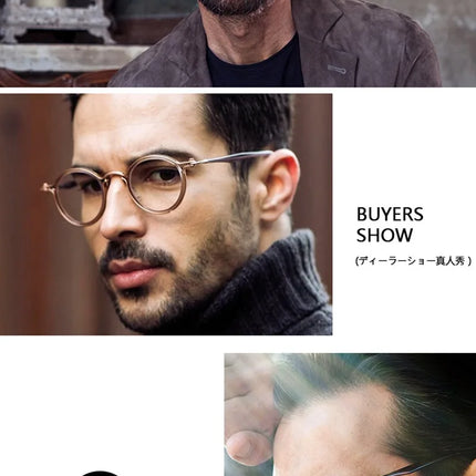 Top Quality Retro Round Glasses Frame Japanese Handmade Titanium Ultralight Men Eyeglasses Women Eyewear Acetate Korean Fashion