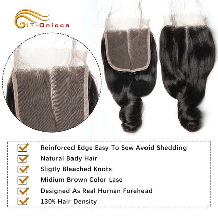 Brazilian Loose Wave Closure Human Hair 4x4 Lace Closure Swiss Lace 6-20 Inch 100% Remy Hair Closure Three Part