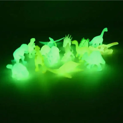 16pcs Glow In The Dark Dinosaur Toy Luminous Dinosaur Model Figure Toy Decoration Party Favor Gift for Kids (Random Style)