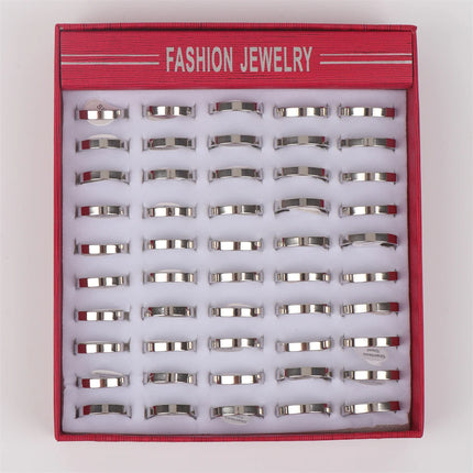 10pcs/lot Multicolor Smooth Stainless Steel Polishing Rings Width 2mm-8mm For Women Men Width 2mm-8mm