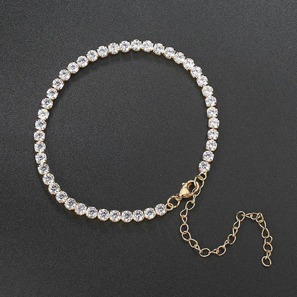 Iced Out 4MM Zircon Tennis Anklet Bracelet for Women Dazzling Bracelet on The Leg Chain Sexy Decoration on Foot Fashion Jewelry