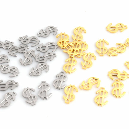 20pcs Stainless Steel Bulk Charms For Jewelry Making Us Dollar Sign Pendant Bracelet Necklace Diy Handmade Accessories Wholesale