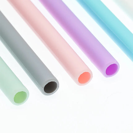 6pcs Reusable Silicone Drinking Straws Creative milk straws Sturdy Bent Straight Boba Straw Cleaning Brush Bar Party Accessory