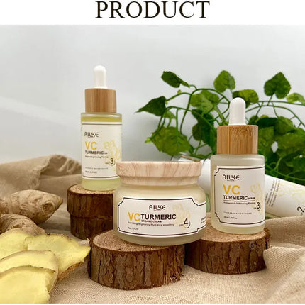 AILKE Organic Turmeric Whitening Skin Care Set, with Vitamin C, Clean Skin, Reduce Acne, Hydrating and Firming for Women