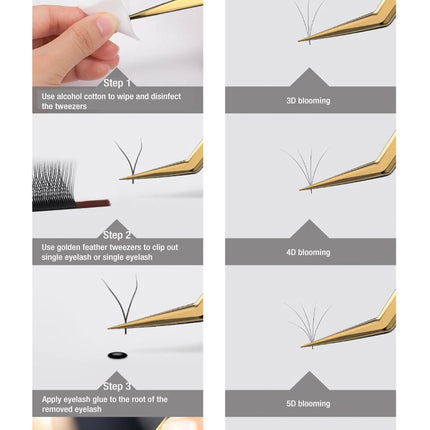 DeceMars  Eyelash Extension Tweezers Gold Color