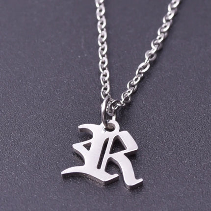 2pcs Stainless Steel Initial Necklace For Men Women Chain Old English Pendant 26 Letters Statement Necklaces Jewelry Couple Gift