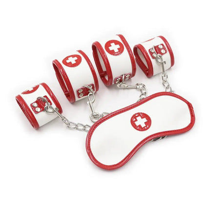 3pcs/Set Fetish Sexy BDSM Bondage Nurse Handcuff and Foot Cuff Eye MaskSex Toy for Couple Adult Game Bondage Erotic Accessories