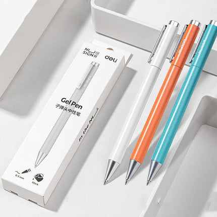 Deli Metal Gel Pen Rollerball Caneta ручка Ballpoint 0.5MM Signing Pens for Office Students Business Stationary Supplies
