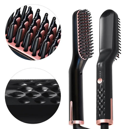 Ceramic Man Beard Hair Straightener Fast Heating Brush Multifunctional Hair Curler Styler Straightening Hot Comb  Styling Tools