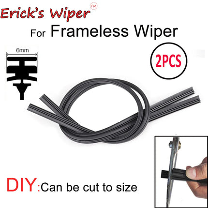 2Pcs/lot Universal AAA Grade Auto Vehicle Insert Soft Rubber Strip Refill For Frameless Wiper Blades 6mm 26" 24" Car Accessories