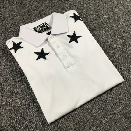 High New Novelty 2021 Embroidered 7 4 Stars Collar Cute Crown Casual Polo Shirts Shirt Skateboard Cotton Polos Top Tee 046