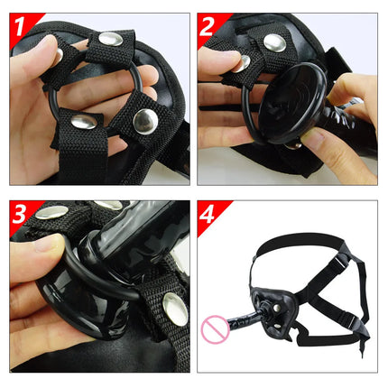 Hot Sale Black Leather Pants Dildo Holder Erotic Sex Toys for Women Men Lesbian Wearable Penis Panties Strap-on Cock Adult Games