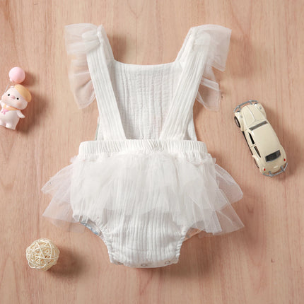 Citgeett Summer Infant Baby Girls Bodysuit Embroidered Flower Pattern Sleeveless Backless Patchwork Jumpsuit Clothes