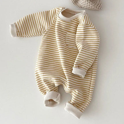2026 Spring New Baby Striped Romper Boys Girls Simple Striped Casual Jumpsuit Newborn Cotton Infant Toddler Clothes 0-24M