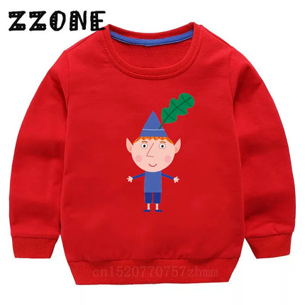 New Spring Autumn Baby Girls Sweatshirts Ben and Holly Kingdom Cartoon Cute Kids Hoodies Children Pullover Tops Boys Clothes