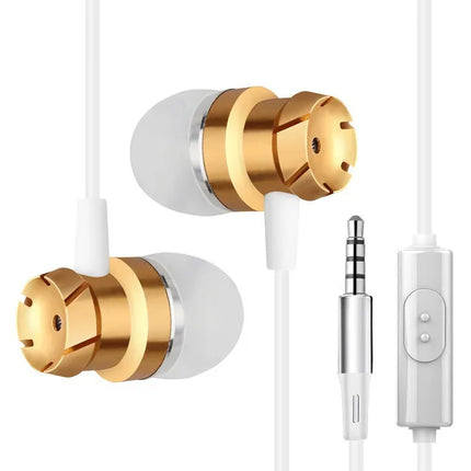 Metal Wired Super Bass Earbud 3.5mm Built-in Microphone Hand Free Noise Reduction Gaming Universal Headset Sport Earphone