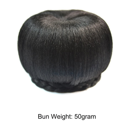 Synthetic Fake Hair Bun And Bang Set Heat Resistant Braide Chignon HairPiece Ponytail Wig For Women Clip in Hair Extension