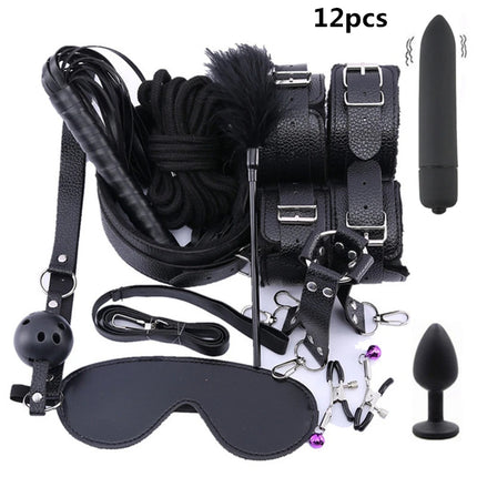 Adults Products Leather Sex Toy Kit Handcuffs Bondage Set Sex Games Bdsm Adult Toys Exotic Accessories Sex Toys for Couples