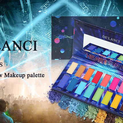De'lanci glow matte High pigmented, beauty bomb,eye shadow palette with 16 colors of neon pigment,, color cosmetics, makeup set