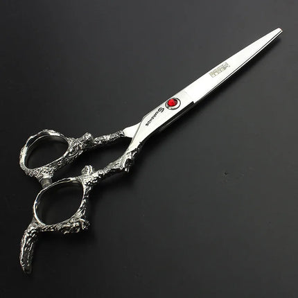 Sharonds 6/7/8 Silver Black Dragon Handle Hair Salon Hairdressing Scissors High Quality 440c Steel Professional Cutting Scissors
