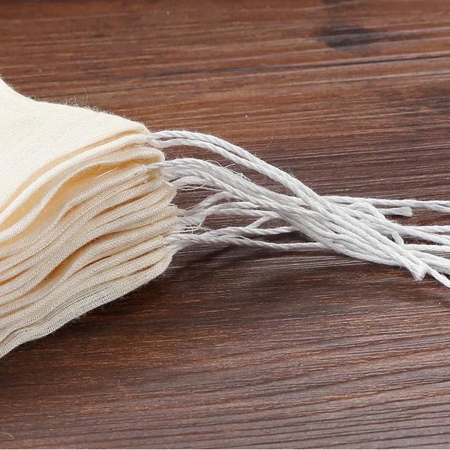 5 PC Cotton Muslin Drawstring Bag For Home Brew Wine Beer Sieve Juice Vegetable Coffee Filter Cooking Herbs Tea Gift Packaging