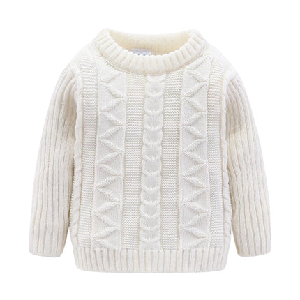 Mudkingdom Girls Boys Sweater Crewneck Cable Knit Pullover for Kids Winter Clothes Fall Long Sleeve Children Sweaters Solid