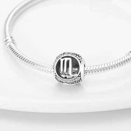 Hot Sale 925 Sterling Silver 12 Constellation Beads Charm Fit Original Pand 3mm Bracelet For Women Jewelry Birthday Fashion Gift