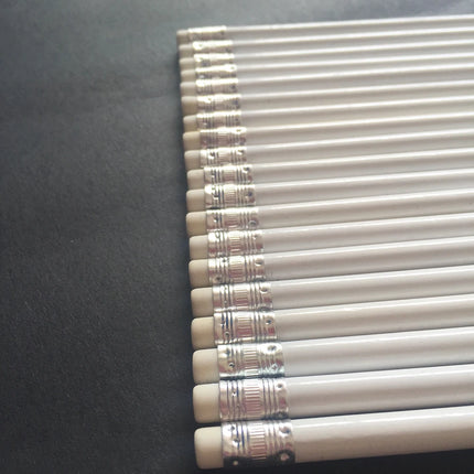100pcs Wooden Pencils HB White Pencil For School Items Supplies Kids Pencils With Erasers Cute Stationery Art Drawing Wholesale