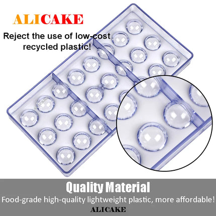 Beginner-Friendly 3D Polycarbonate Chocolate Mold, Easy-Release Sphere Mold for Chocolate Bombs & Bars