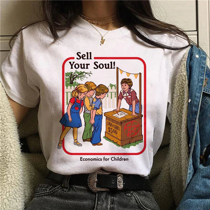 Harajuku Funny Female T-shirt Satan Vintage Graphic Tees Dogs Mommy Can We Keep Him Fashion Short Sleeve T Shirt Women Tops