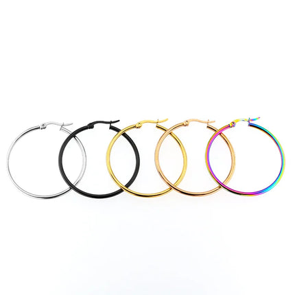 Hoop Earrings Small Big Circle Women Exaggerated Hoop Ear Loop Smooth Ring Round Earring Stainless Steel Jewelry Wholesale