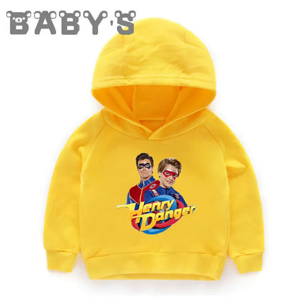 Henry Danger Funny TV Shows Kids Sweatshirts Children Casual Hooded Hoodies Baby Pullover Tops Girls Boys Autumn Clothes,KMT2308