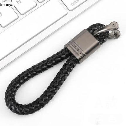 New Hand-Woven Leather Car Key Ring Men Women Rope Key Chain Waist Keychains Charm Metal Key Holder Gift Jewelry
