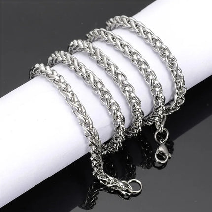 Wholesale Price Width 4MM Stainless Steel Chain Necklace For Men Fashion Hip-Hop Rock Style Gift Jewelry Titanium Steel Necklace