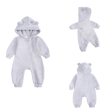 New Bodysuit For Newborn Rompers Baby Boys Girls Clothes Long Sleeve Solid Hoodies Bear Jumpsuit Costume Infant Onesies 3M-24M