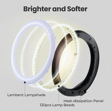 10in LED Selfie Ring Light Photography RingLight Phone Stand Holder Tripod Circle Fill Light Dimmable Lamp Youtube Video Makeup