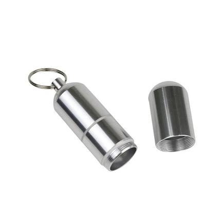 1pcs Silver Aluminum Alloy Cigarette Box Waterproof Cigarette Case Pill Toothpick Capsule Holder with Keychain Mens Gift