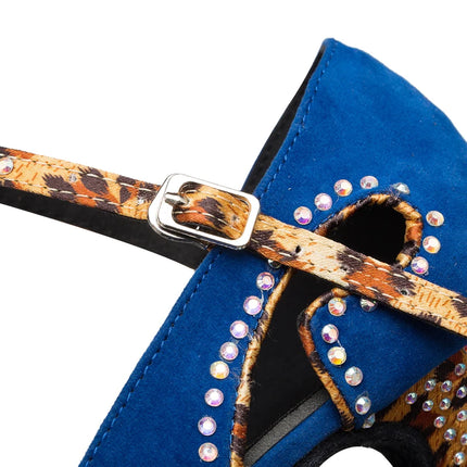 Latin Shoes Salsa Tango Sports Shoes Wedding Shoes Closed Toe Rhinestones Modern High Heels Blue Black