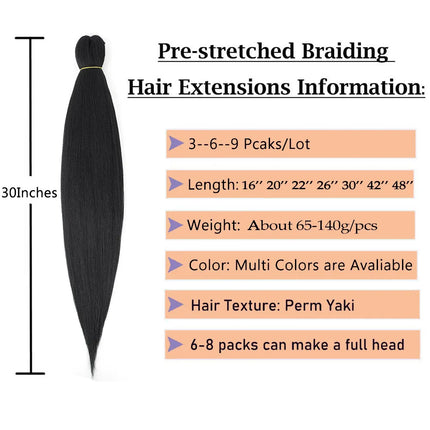16/20/22/26/30/42/48Inch Braiding Hair Pre Stretched Long Jumbo Braid Hair Synthetic Box Braids Extension Yaki Texture Fake Hair