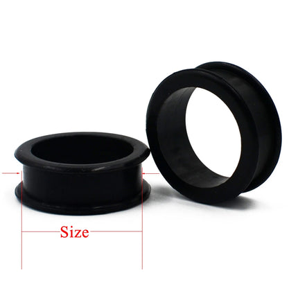 1Pair 3mm-76mm Big Size Hollow Black Silicone Flexible Double Flared Flesh Ear Tunnel Plugs Gauge Expander Stretchers Jewelry