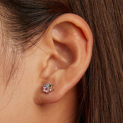 Bamoer 925 Sterling Silver Brilliant Star Earrings for Women Tiny Butterfly Stud Earrings Snowflake Girl Ear Studs Fine Jewelry
