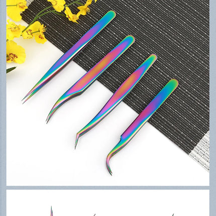 1 pcs Stainless Steel Eyelashes Tweezers Professional For Lashes Extension Eyebrow Tweezers Curved Straight Nipper Makeup Tools