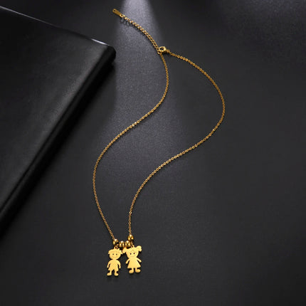 Personalized Boy Girl Necklace Custom Chain Name Mother Father Day Kid Family Gift For Women Men Stainless Steel Pendant Jewelry