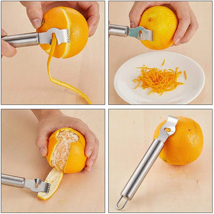 Stainless Steel Lemon Zester Grater With Channel Knife And Hanging Loop Kitchen Gadgets Orange Citrus Fruit Grater Peeling Knife