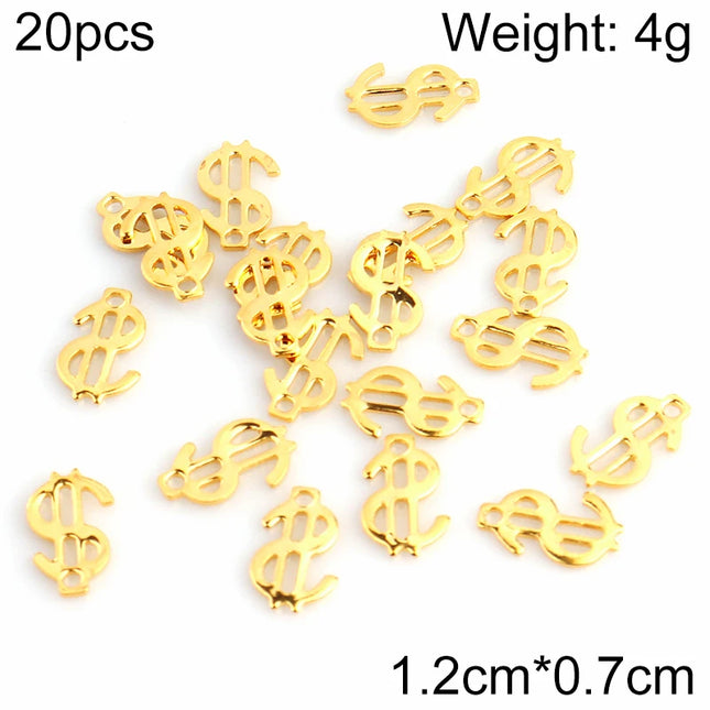 20pcs Stainless Steel Bulk Charms For Jewelry Making Us Dollar Sign Pendant Bracelet Necklace Diy Handmade Accessories Wholesale