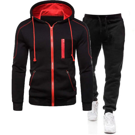 Men's Autumn Winter Tracksuit Zipper Hoodie and Pants 2 Piece Casual Sportswear Jogger Running Suit Fitness Sweatshirt Cardigian